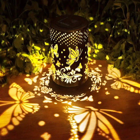 Solar Outdoor Hanging LED Butterfly Hollowed Decorative Lantern Garden Lights
