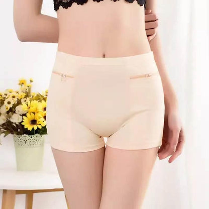Plus Size Women Safety Short Pants Soft Boyshort Under Skirt Shorts With Zipper Pockets Breathable Theft-proof Female Underwear - Empire P.E