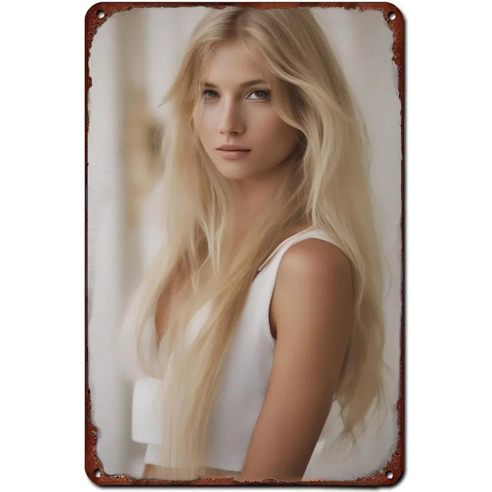 Vintage Metal Tin Signs Pinup Girls Wall Decor