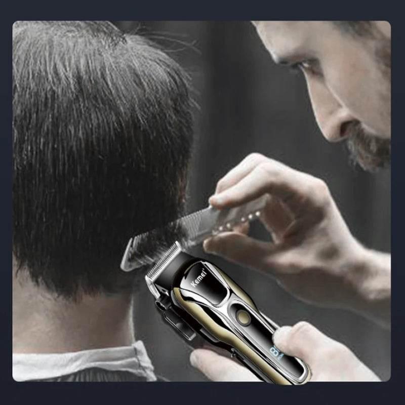 Kemei Professional Hair Clipper Electric Barber Clipper USB Rechargeable Hair Trimmer for Men LCD Display Haircut Set KM-PG1990 - Empire P.E