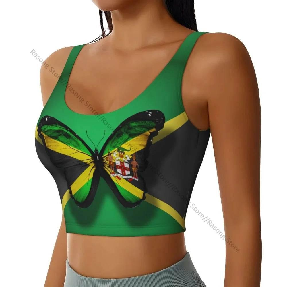 Sports Bra Women Running Yoga Clothes Vest Jamaica Kingdom Flag Gathering Fitness Vest - Empire P.E