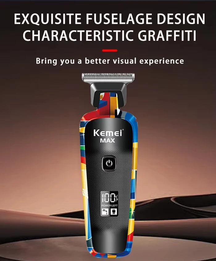 Kemei Rechargeable Graffiti Pattern Electric Hair Clipper Professional - Empire P.E