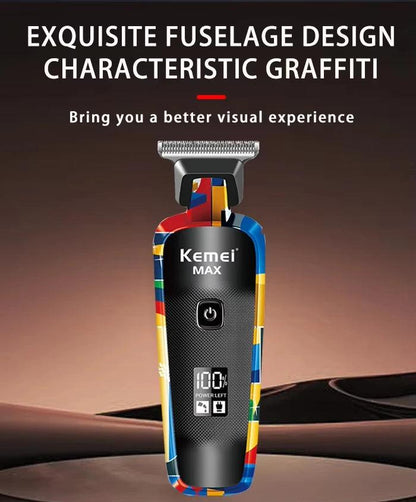 Kemei Rechargeable Graffiti Pattern Electric Hair Clipper Professional - Empire P.E