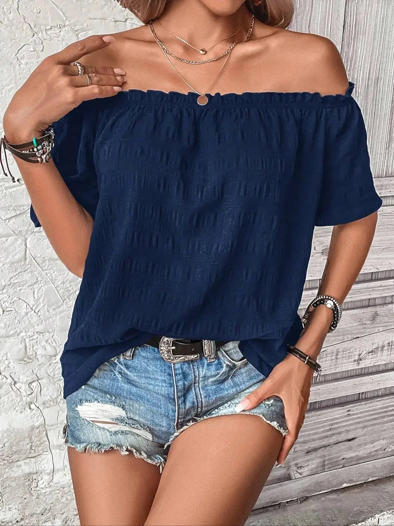 Women's Fashion Off The Shoulder Shirt - Empire P.E