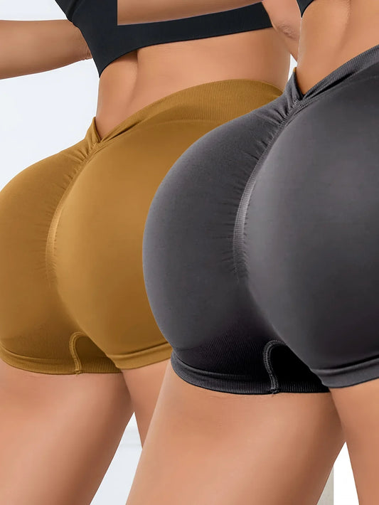 2Pcs Women High Waist Workout Shorts
