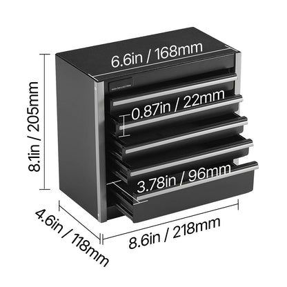 SucceBuy 5-Drawer 8.6in Metal Tool Box