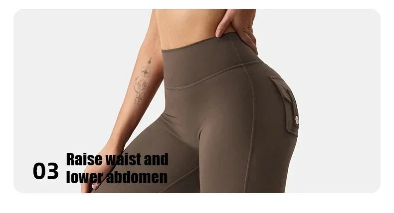 Fitness Yoga Leggings for Women Pocket Scrunched Gym Leggings High Waist Butt Liftting Tights Sexy Booty Shorts Bell-bottoms - Empire P.E