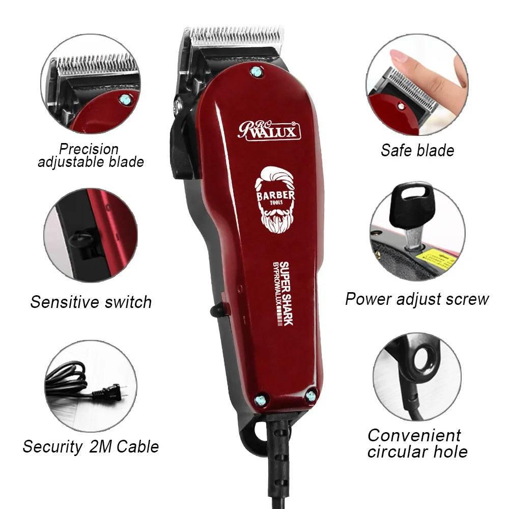WALUX Professional AC220-240V Hair Clipper 10W Powerful Hair Trimmer Home Man Shaver 2M Cable Hair Cutting Machine 8 Guard Combs - Empire P.E