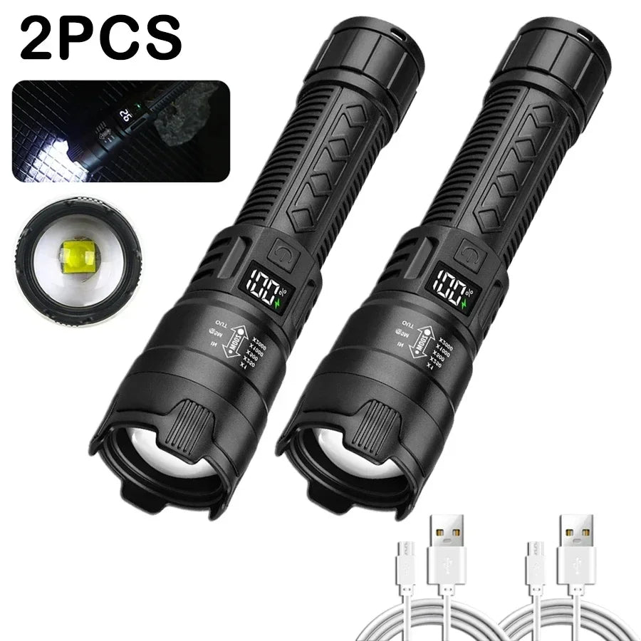 High Power 2000LM LED Flashlight Built-in Battery USB Rechargeable - Empire P.E
