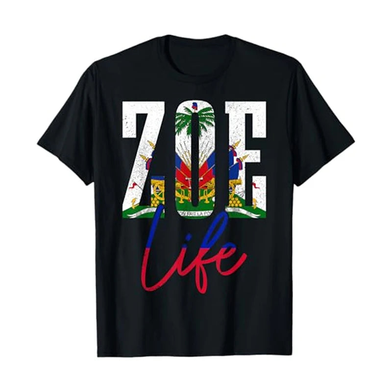 Haiti Flag T-shirt Men Women Football Sports Casual Funny Solid Round Neck T Shirts Oversized Polyester Fashion Haitian Tee Top - Empire P.E