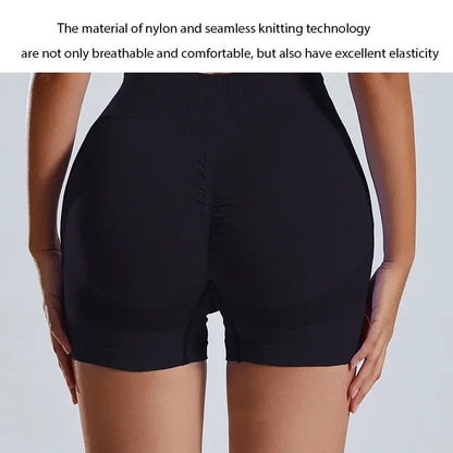 Yoga Basic 4pcs Marled Knit Scrunch Butt Wideband Waist Seamless Sports Shorts - Empire P.E