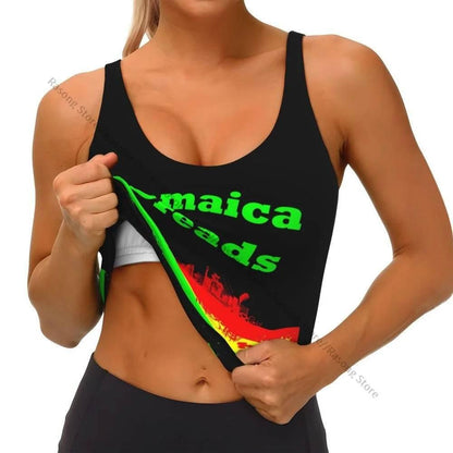 Sports Bra Women Running Yoga Clothes Vest Jamaica Kingdom Flag Gathering Fitness Vest - Empire P.E