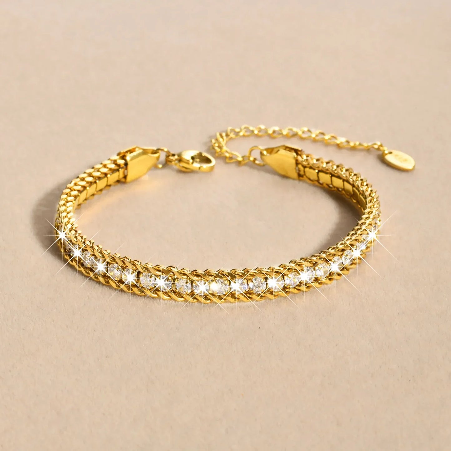 Tennis Bracelet, Stainless Steel Miami Chain With Cubic Zirconia Bangle - Empire P.E