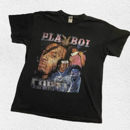 Hip Hop Men Crew Neck Top Vintage Playboi Carti Shirt Playboi Carti Tshirt Playboi Carti T-shirt Merch Tour Hip Hop Rap Tee - Empire P.E