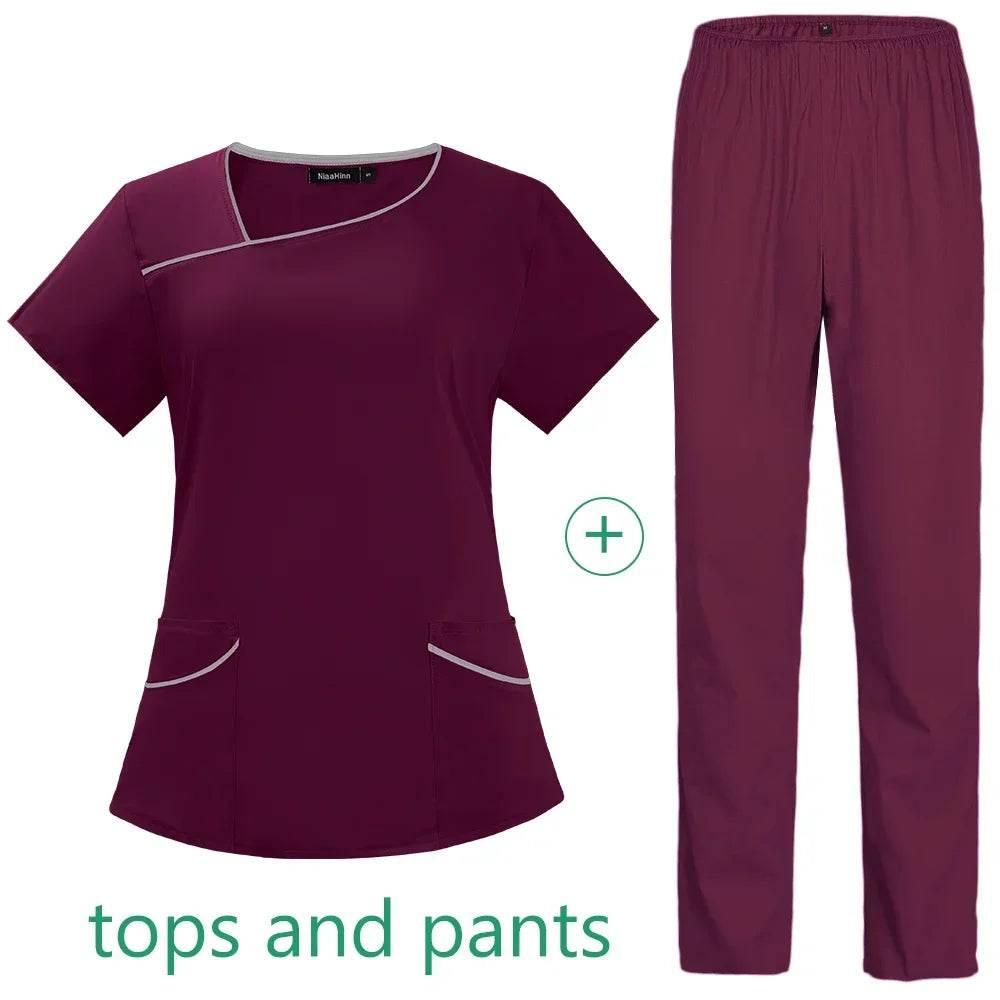 Solid Color Breathable Nursing Scrubs Women Uniforms - Empire P.E