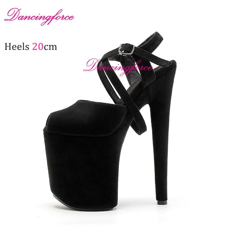 Cross Straps 20cm Sexy Peach Suede High Heels - Empire P.E