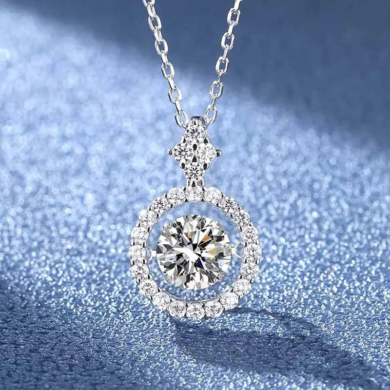 Dancing Moissanite Women Moissanite Necklace Original 925 Sterling Silver - Empire P.E
