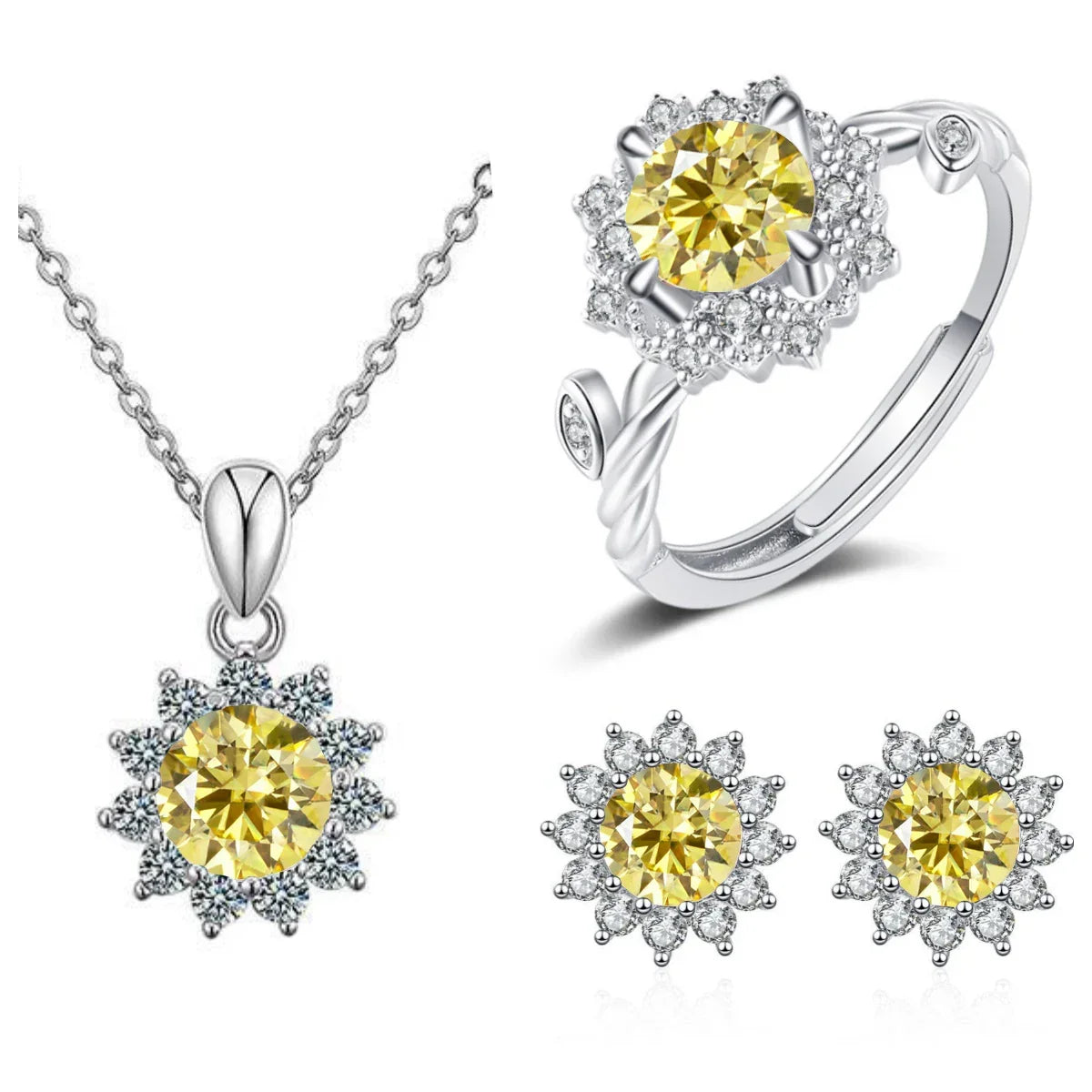 4CTW Moissanite Jewelry Set 925 Sterling Silver - Empire P.E