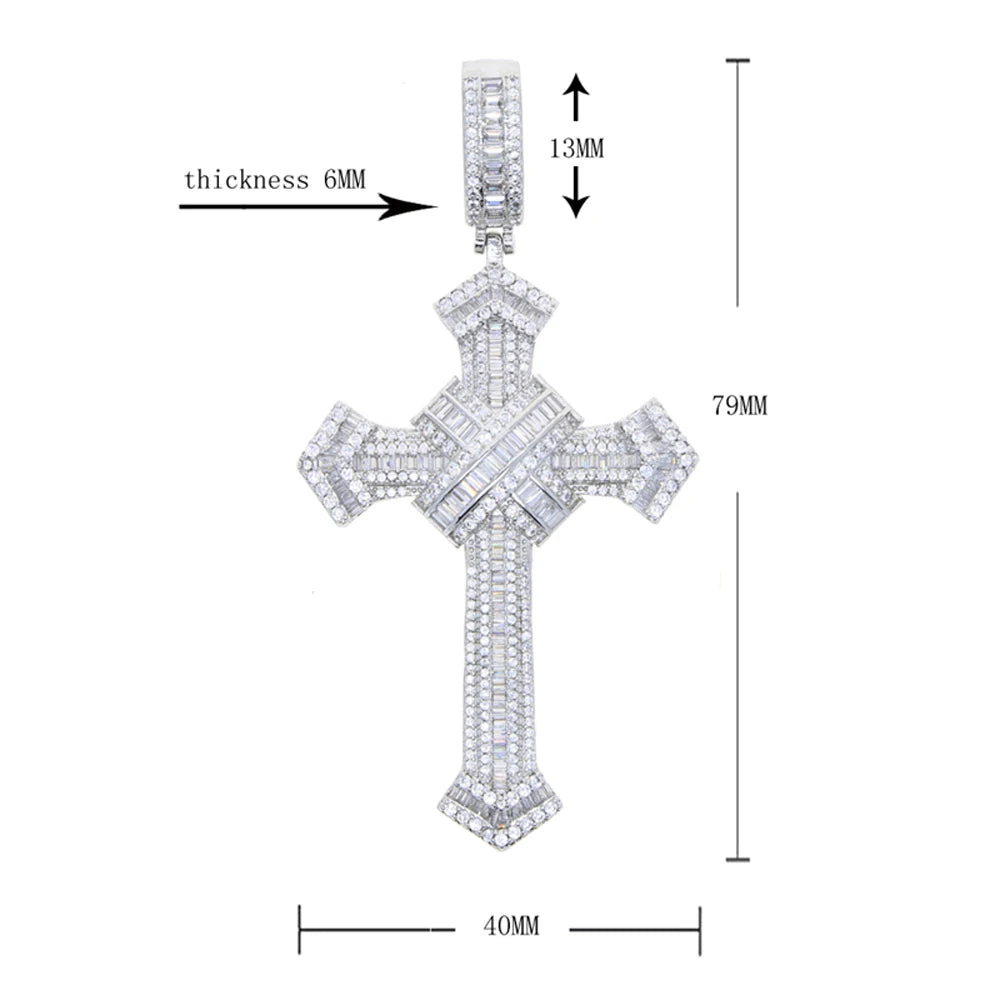 New Iced Out Cross Pendant Necklace