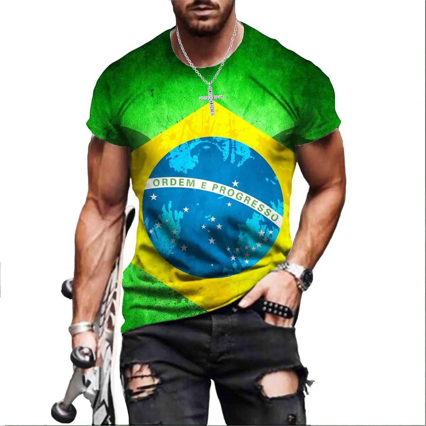 Brazil Flag Hip Hop T Shirt Men Women 3D Printed Oversized T-shirt Harajuku Style Summer Short Sleeve Tee Tops - Empire P.E