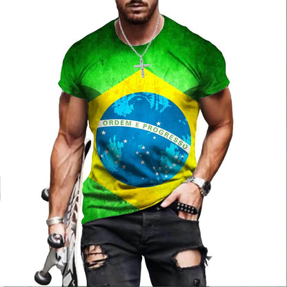 Brazil Flag Hip Hop T Shirt Men Women 3D Printed Oversized T-shirt Harajuku Style Summer Short Sleeve Tee Tops - Empire P.E