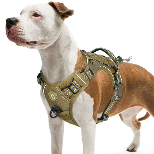 Tactical Dog Harness, No Pull Dog Harness, Adjustable Breathable MOLLE Dog Vest Harness for Medium Large Dog Reflective Military - Empire P.E