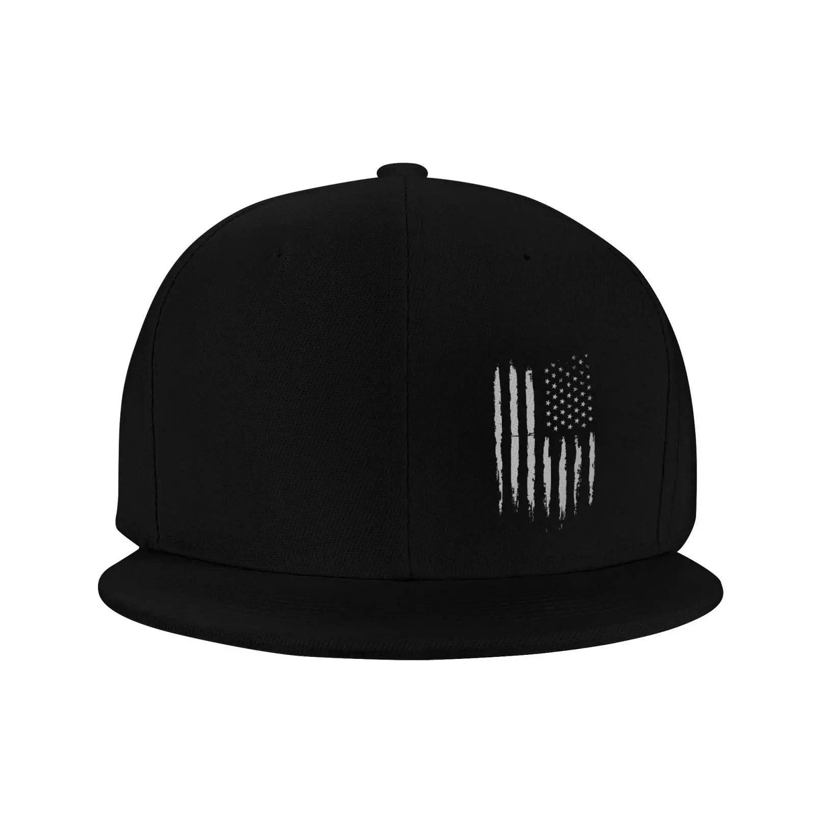 Vintage Black American Flag Snapback Hats for Men Baseball Cap Adjustable Flat Bill Trucker Dad Gift,Husband,Boy Friend - Empire P.E