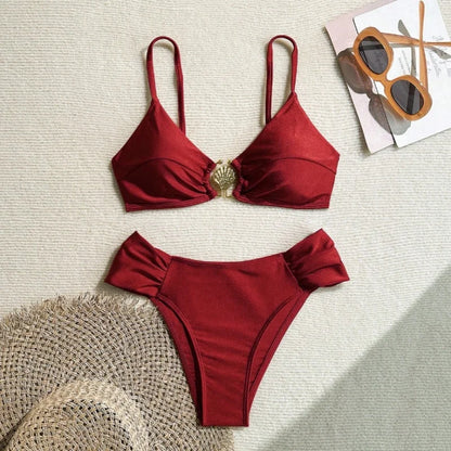 Sexy Pleate High Waist Bikini Set 2025