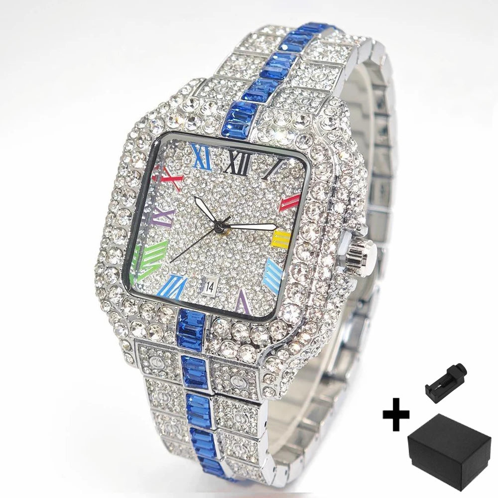 Hot Fashion Full Diamond Hip Hop Iced Out Bling Watch
