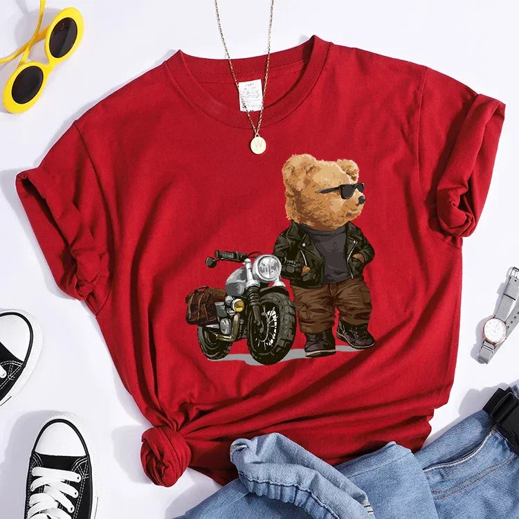 Motorcycle Teddy Bear Wearing Sunglasses Tshirt - Empire P.E
