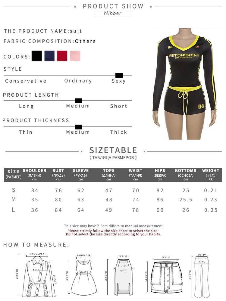 Nibber Women Tracksuit 2 Piece Set Stroke Tight Hipster Letter Print Sporty Casual Crop Tops+Shorts Vitality Matching Outfits - Empire P.E