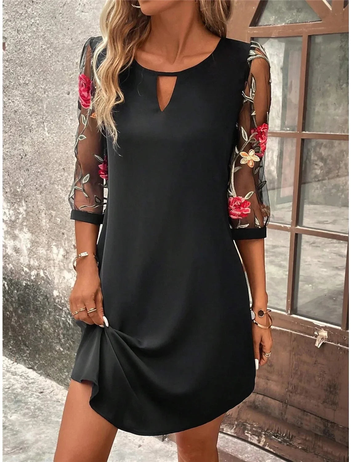 Luxury Dress Women's Perspective Mid Sleeve Printed - Empire P.E