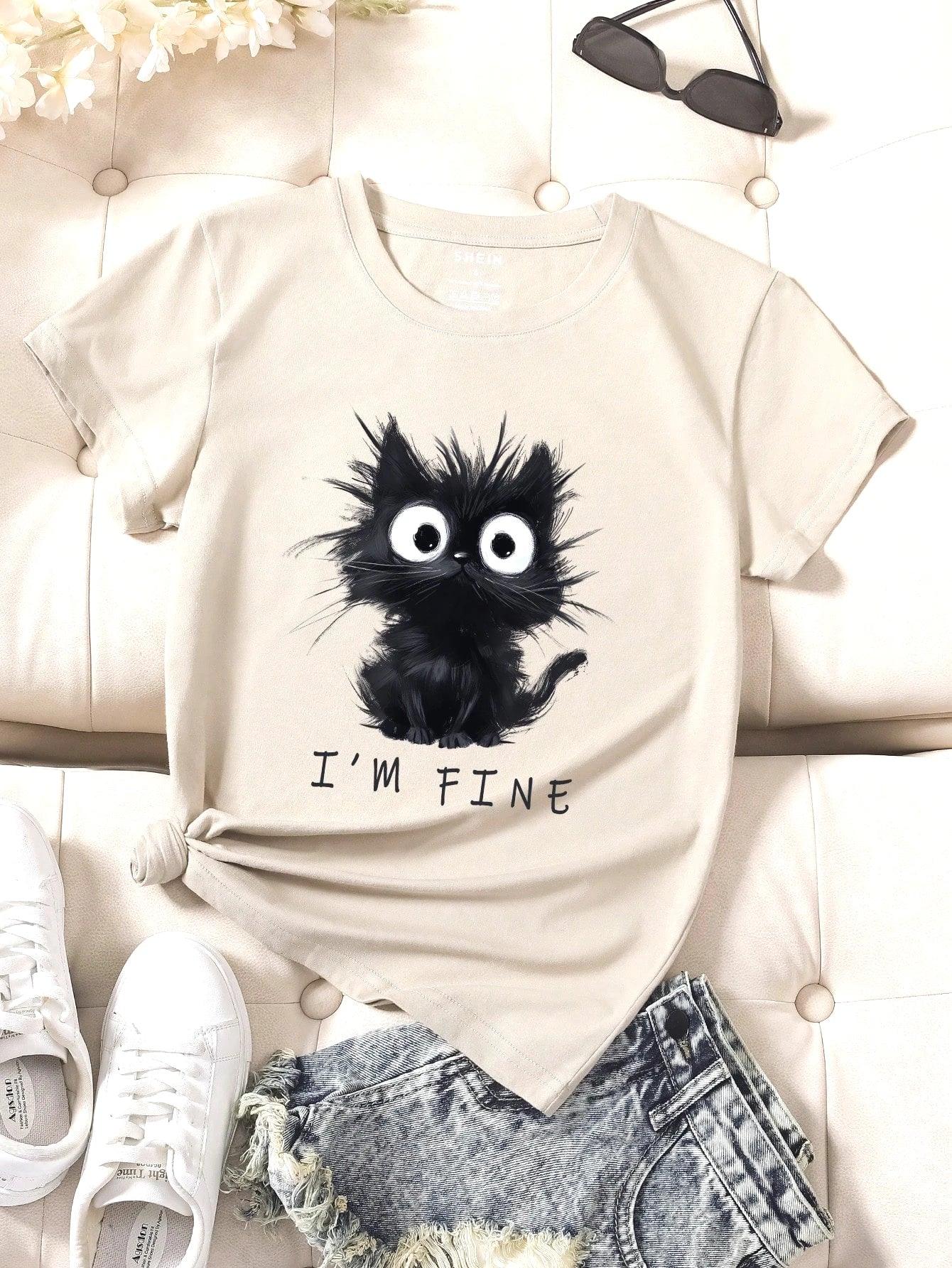 2025 New Women's Cute Cat  T-Shirt