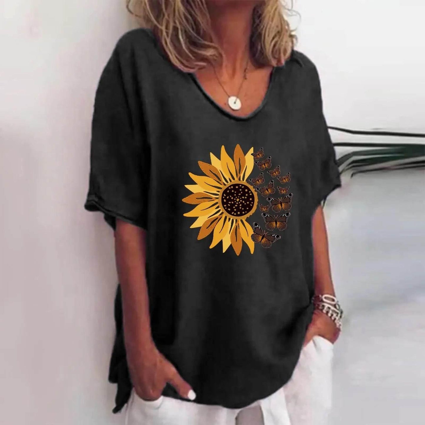 New Women'S T-Shirt Summer Short Sleeve V-Neck Top Loose Casual Female Clothing Streetwear Hip Hop Tee Harajuku T Shirt Pullover - Empire P.E