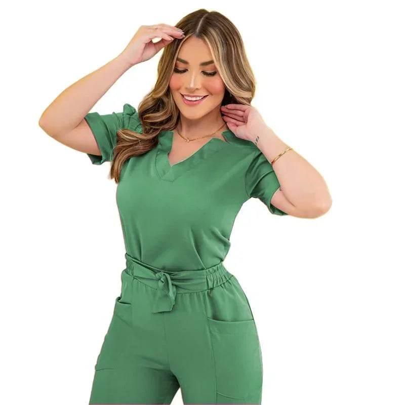 Surgical Uniforms Woman Nursing Enfermeria Sets Top Pant Articles Medical Uniform Scrub Clinical Beauty Salon Spa hospital Suits - Empire P.E