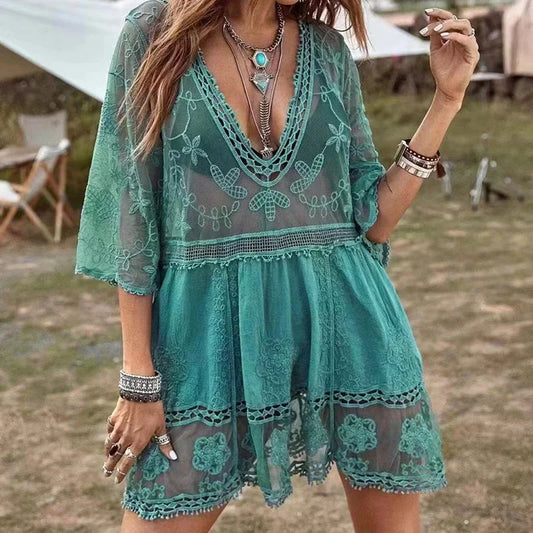 2024 Sexy Beach Cover Up Tunic Dress
