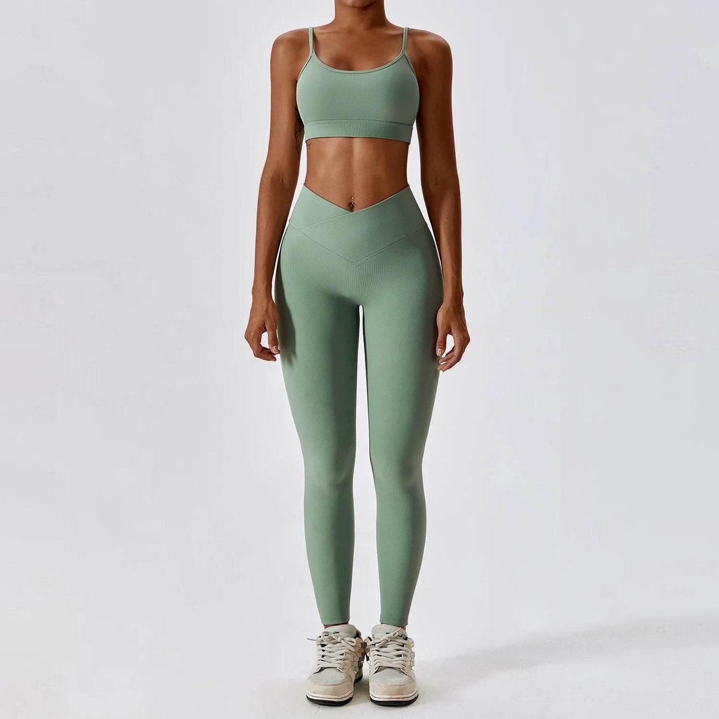 2PCS Seamless Yoga Set Gym Clothes Sportswear Yoga Suits For Women Fitness Rib Tracksuits Sports Bra Gym Leggings Sports Suits - Empire P.E