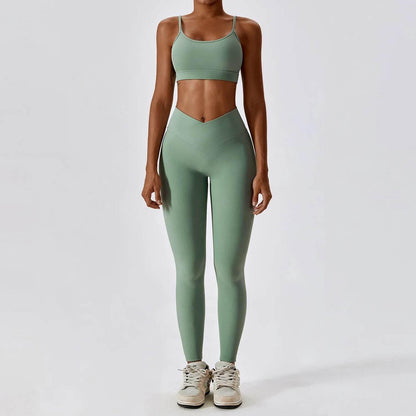 2PCS Seamless Yoga Set Gym Clothes Sportswear Yoga Suits For Women Fitness Rib Tracksuits Sports Bra Gym Leggings Sports Suits - Empire P.E