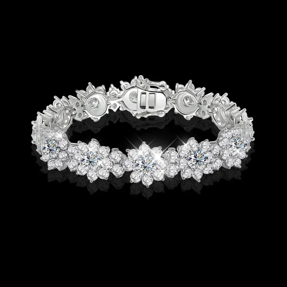 Luxury Flower Moissanite Jewelry Set 925 Sterling Silver Lab Diamond - Empire P.E