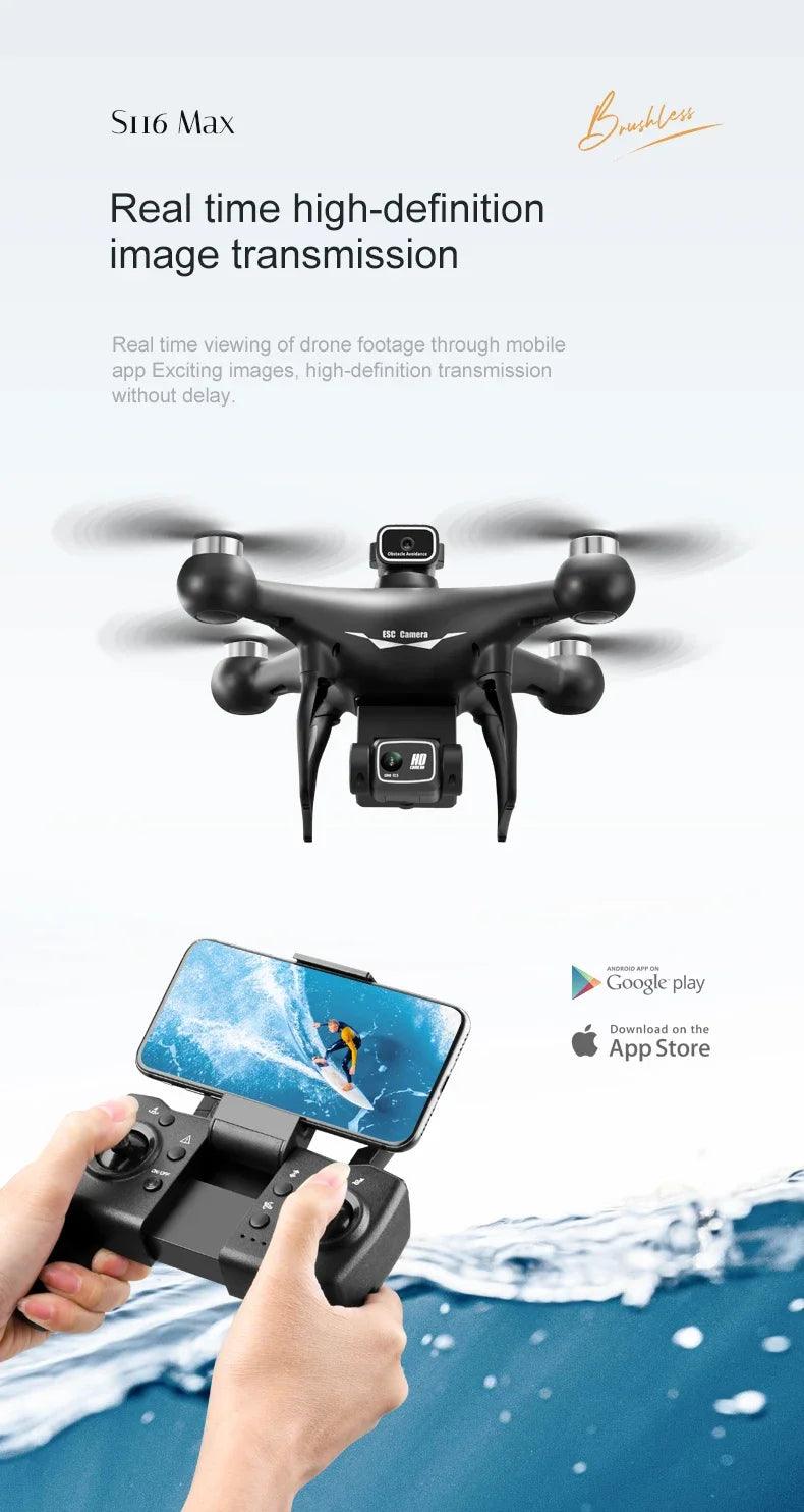 S116MAX 8K HD Drone Dual Camera 3 Batteries Optical Flow 360° Obstacle Avoidance WiFi FPV RC Quadcopter - Empire P.E
