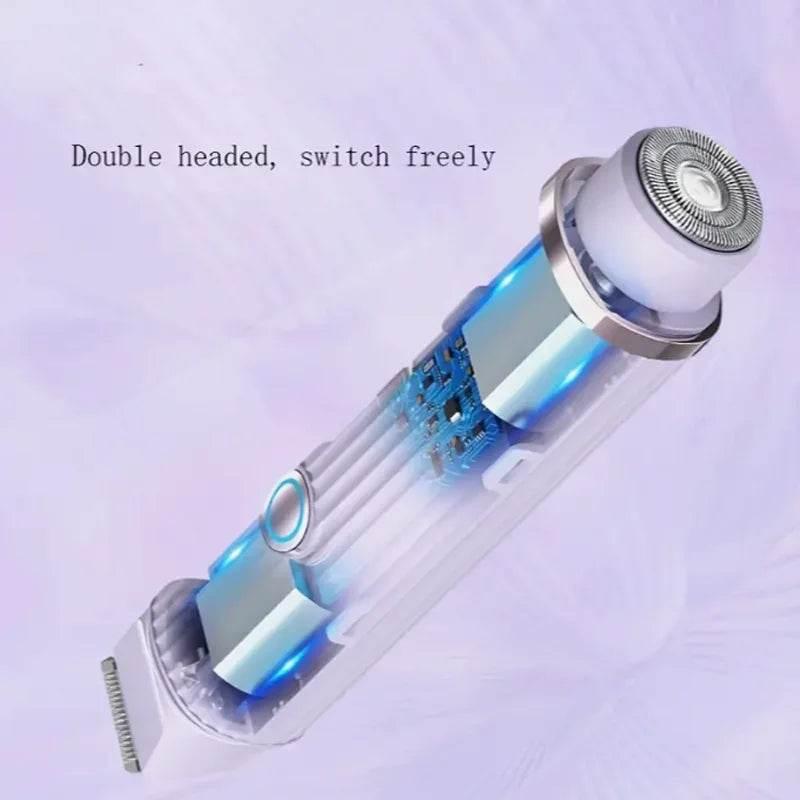 Electric Shaver for Women Waterproof Wet & Dry Hair Razors 2 in 1 Double Head Dual Bikini Hair Trimmer Detachable Head Shaver - Empire P.E