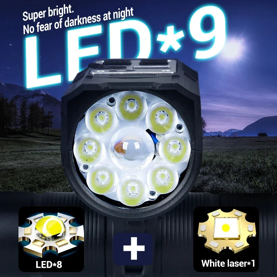 Bright Bicycle Light 9 LED Front USB Rechargeable - Empire P.E
