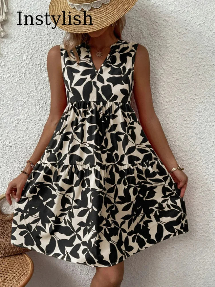 Women Boho Print Mini Dress Summer Elegant - Empire P.E