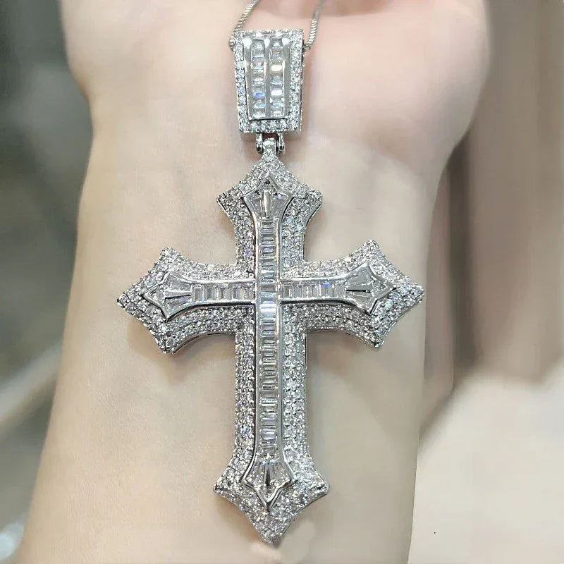 Luxury Hiphop Lab Diamond Cross Pendant 925 Sterling Silver - Empire P.E