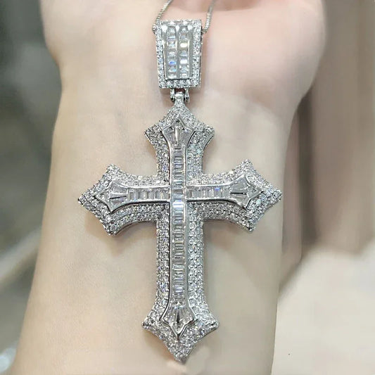 Luxury Hiphop Lab Diamond Cross Pendant 925 Sterling Silver - Empire P.E