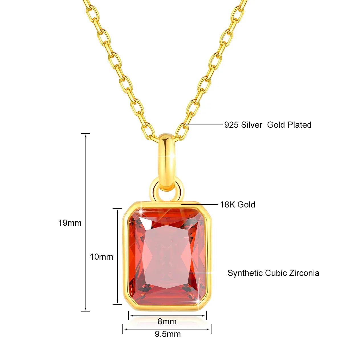 8*10mm Moissanite Necklace Real 18K Gold Pendant Colored Gemstone for Women - Empire P.E