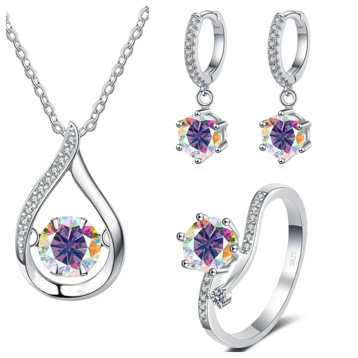 Real 925 Silver Moissanite Jewelry Set - Empire P.E