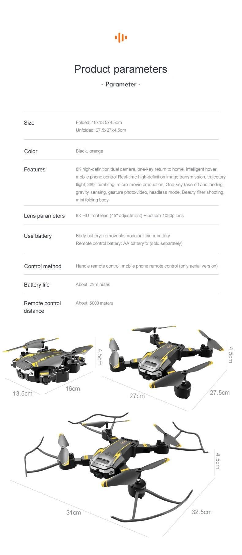 New G6 Drone 8K Professional HD 360 ° Aerial Photography Dual-Camera Foldables 5G GPS Obstacles Avoidanc Brushless Quadrotor 3KM - Empire P.E