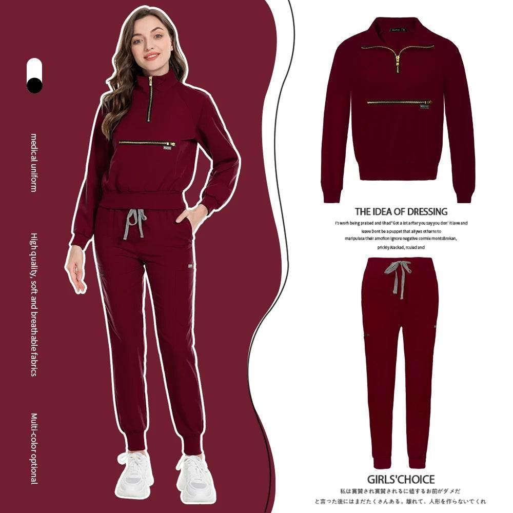 Long Sleeved Spa Uniforms High Quality Beauty and Health Workwear Scrubs Suits Tops+pants Scrubs Shirt with Pockets Work Clothes - Empire P.E