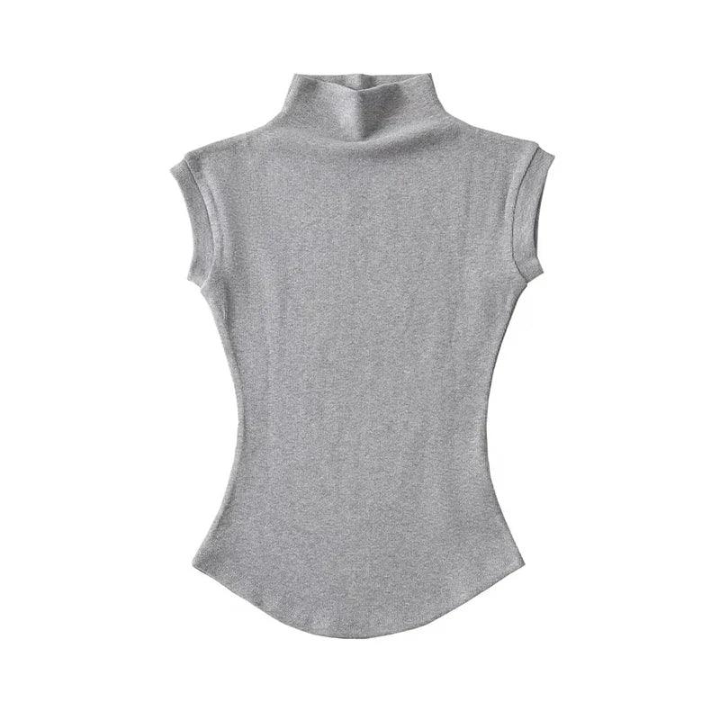 Women Summer Sexy Turtleneck Sleeveless T-Shirts - Empire P.E